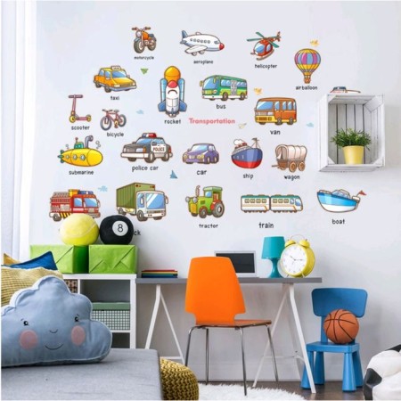 Interior plastic sticker "Types of transport" 60x90 cm
