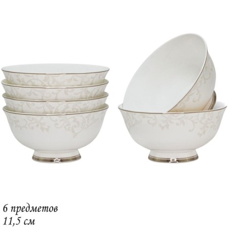 Set of salad bowls Lenardi "Gray silk", D = 11.5 cm, 6 pcs