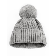 A hat with a lapel and a pompom Children's Amarobaby Pure Love Muffin, size 40-42 cm, color gray color