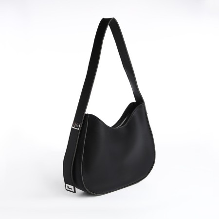 Female bag on one shoulder, on a zipper, black color-4