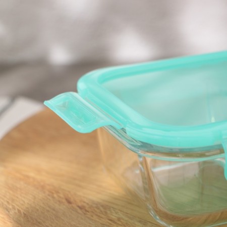 Glass Lockie & Lock Food, with a lid, 600 ml, the color is turquoise-1