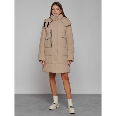 Coat insulated winter female, size 48, color light brown