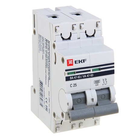 Automatic circuit breaker EKF Proxima, 2P, modular, 25 A