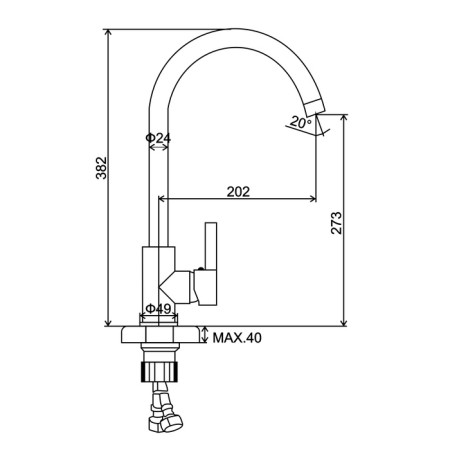Accoona A4594st kitchen mixer, single -leaf, pour 27 cm, brass, color weapons steel 1082933-8