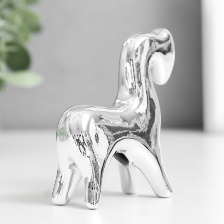 Souvenir ceramics "Horse with a head lowered" silver 2.5x6.5x7 cm-3