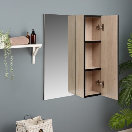 Santana 50 bathroom mirror, oak, Santana Light, 50 x 70 x 16 cm-1