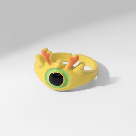 Ring "Monster" deer horns, green color, dimensionless