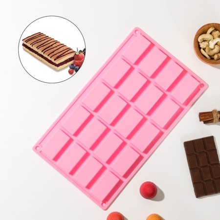 Form for sweets and chocolate of the “Eucks”, silicone, 29.5 × 17.5 cm, 20 cells (5 × 2.8 cm), Mix color-1