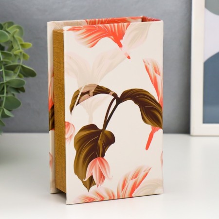 Safe-book wood to the leatherette "Flower and leaves" 17x11x5 cm-4