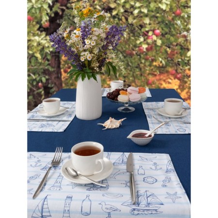 Set of kitchen tablecloth, SEA BREEZE stands, size 110x140 cm, 35x45 cm - 4 pcs, sea, blue 102-1