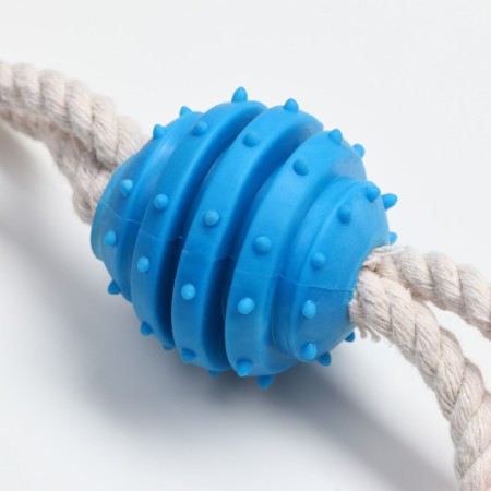 Cable toy with chewing elements "2 spiked rings", up to 29 cm, up to 120 g, mix-3