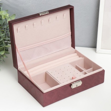 Casket to the leatherette for jewelry "Damascus" wine 7.5x22x15 cm-2