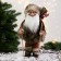 Santa Claus "on skiing and with twigs" 40 cm, gray