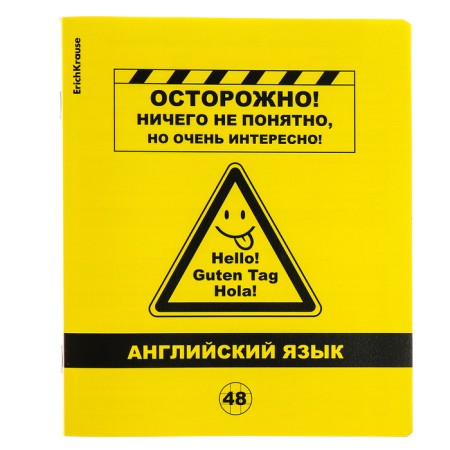 Subject notebook, 48 sheets, cage, English, Erichkrause "BENFORMED", plastic cover silk-screen cover, Bloc Offset 100%, info block-1