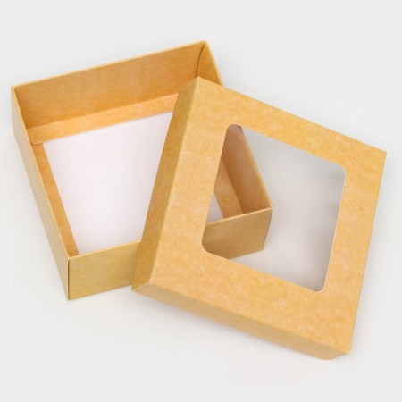 The box is folding, the lid is, with a window, craft, 12 x 12 x 5 cm-2