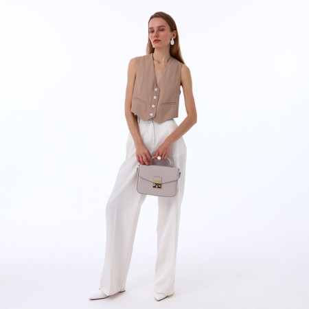 Women's bag on the valve, Textura, small size, beige color-14