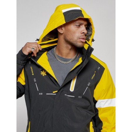 Ski costume male winter, size 48, yellow color-12