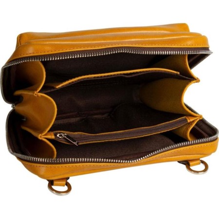 Cross-Bodi bag with Mumi zipper, external pocket, yellow color-1