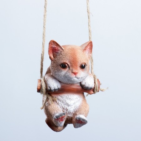 Suspended decor "kitten" 10x10x15cm red-4