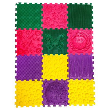 Modular massage rug ortho puzzle "Assorted", 12 modules, color mix-2