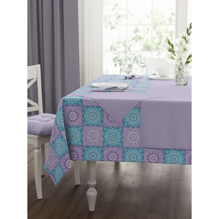 Kit kitchen india: tablecloth 140x150 cm, serving napkin 40x40 cm. - 4 pcs, purple color