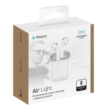 Bluetooth headphones Deppa (44165) Air Light White TWS, BT 5.1-2