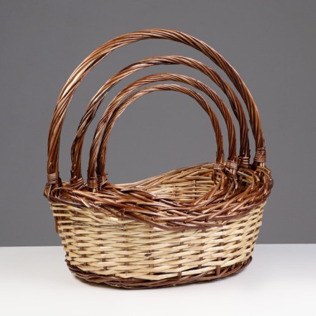 A set of wicker baskets, 4 pcs, 48x35x13/18 - 30x20x8/12 cm, beige -brown, willow-1