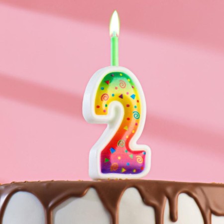 Candle for the cake "Color Flame", 10 cm, number "2"