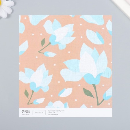 Scrapbooking paper "Pale blue flowers" density 180 g 15.5x17 cm-1