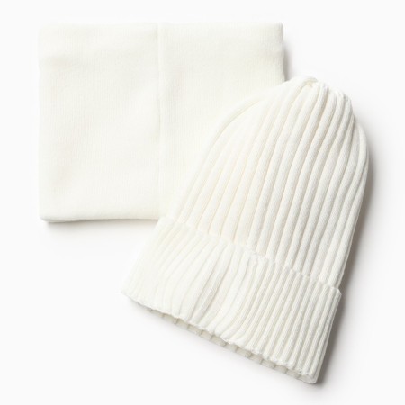 Kit for children (hat, snood), milk color, size 48-52-3