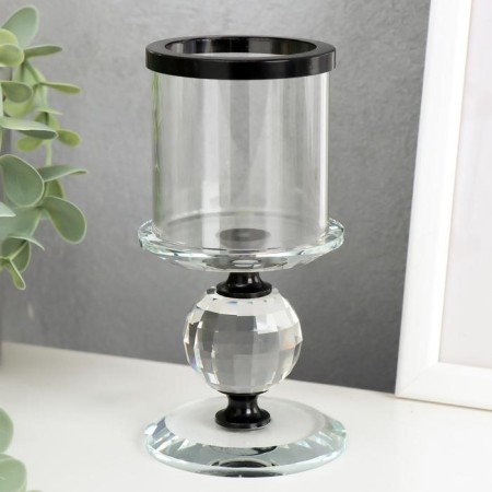 Glass of glass per 1 candle "Crystal ball" Black inserts 14x7x7 cm-1