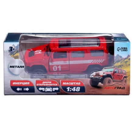 Metal machine "Fire Service", 1:48, inertia, doors open, red color-5