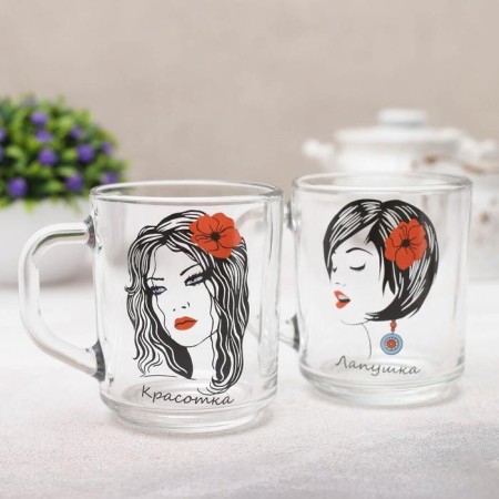Glass glass "Women's silhouette", 200 ml, MIX drawing-3