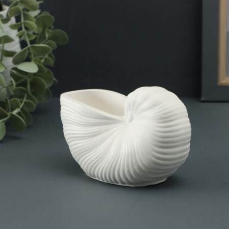 Gypsum vase decorative table "shell", for flowers, dried flowers, 8 × 13x7cm, white-3