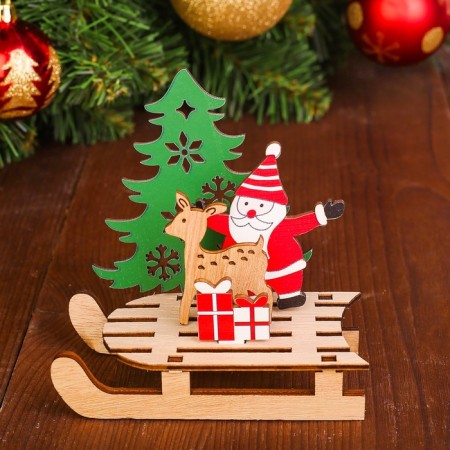 Decor "Santa Claus with a deer on a sleigh"-1