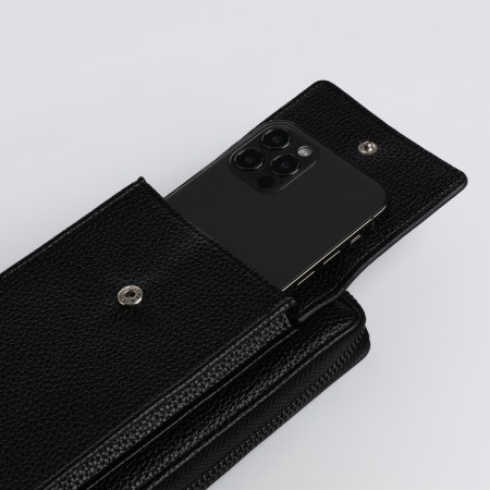 Men's purse-clate on a zipper, pocket for phone, black color-3