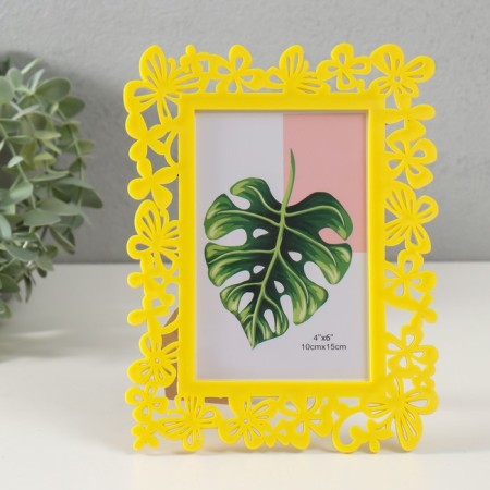 Photo frame plastic 10x15 cm "butterflies" yellow 20.5x15.5 cm