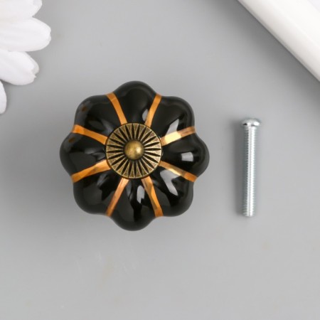 Pen for the casket ceramics, metal "Pumpkin" black 4x4x4 cm-2