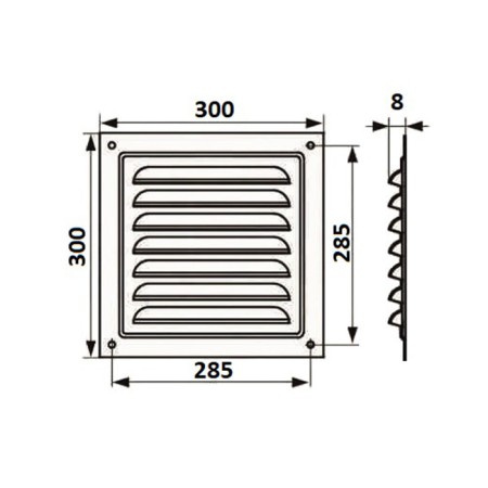 Ventilation grate "Cosmetic" RM3030, 300 x 300 mm, with a grid, metal, white-3