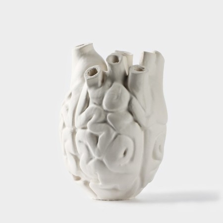 Vase for flowers decorative "Anatomy", white, 14 x 20 cm-1