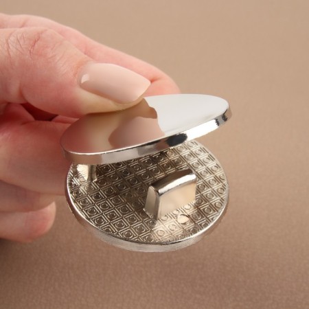 Bag's fastener, d = 4 cm, silver color-3