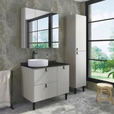 Зеркало шкаф Comforty Сорренто 90 для ванной комнаты, цвет светло-серый