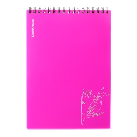 A5, 80 sheets, cell, Erichkrause "Silhouette", plastic cover silk -filter, 100%white plastic cover, pink, pink