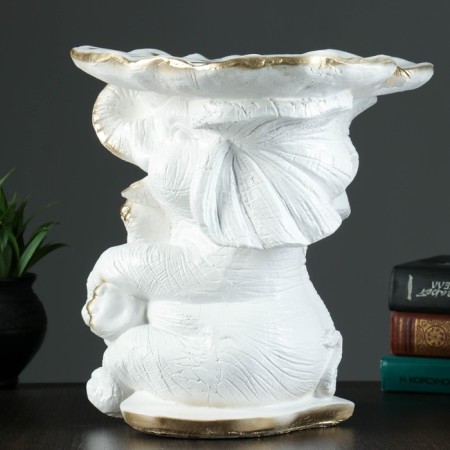 Pigger "Elephant sitting with a leaf" White gold, 28x29x29cm-1