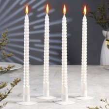 A set of candles of twisted, 2.2x 30 cm, 4 pieces, mother -of -pearl metallic