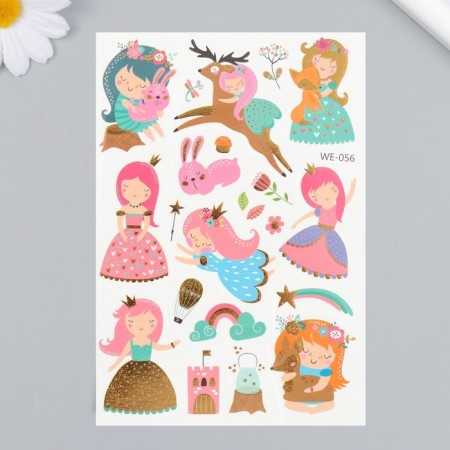 Tattoo on the body color "hugs with animals" with gold 15x10.5 cm