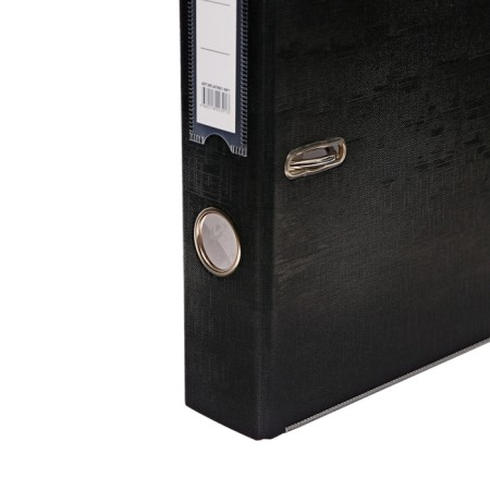 A4, 50 mm, calligrata registrar folder, PVC, embossing "lins", metal edging, pocket for a spine, assembled, black mix-9
