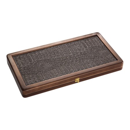 Wooden backgammon large, board game, 50 x 50 cm, crocodile, brown-2
