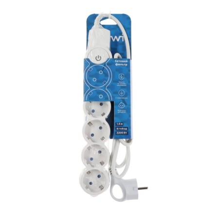 Network filter, 5 nests, 1.5m, s/h, with curtains, with an off, 2200W, 10A, white, 32574 1, Duwi-9
