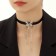 Choker "collar" wings with chains, black color with silver, 43 cm